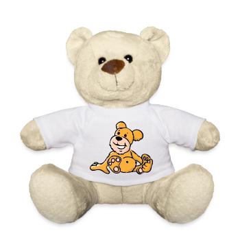 Cheerful cartoon bear sitting - Teddy Bear - white - Front