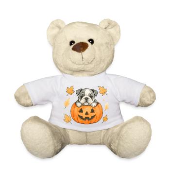 Bulldog dans une citrouille Halloween - Nounours - blanc - Devant