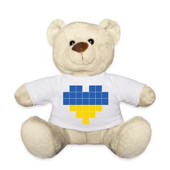 Pixel Heart Ukraine Flag - Teddy Bear - white - Front