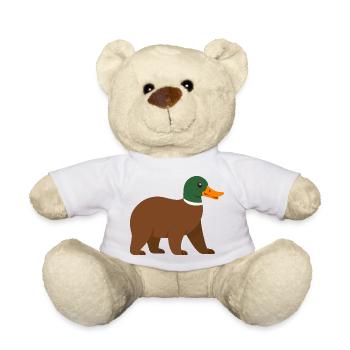Le canard ours - il a du bec !  - Nounours - blanc - Devant