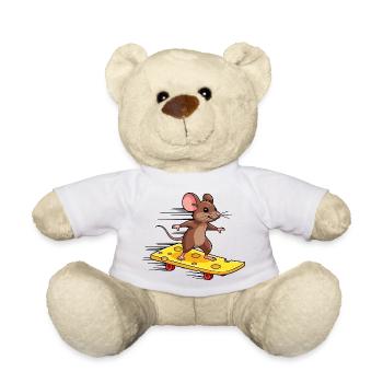 Coole Maus mit Skateboard Käseliebhaber Lustig - Teddy - Weiß - Vorne