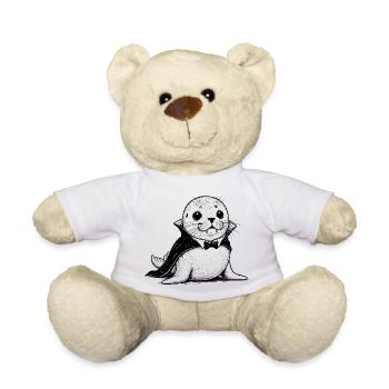 Cartoon Baby Seal in Vampire Costume - Teddy Bear - white - Front