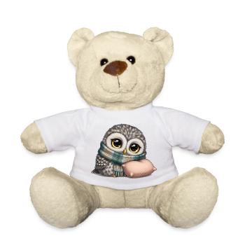 WaldEule mit Schal und Kissen - Teddy - Weiß - Vorne