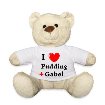 I liebe Pudding und Gabel pudding mit gabel essen  - Teddy - Weiß - Vorne