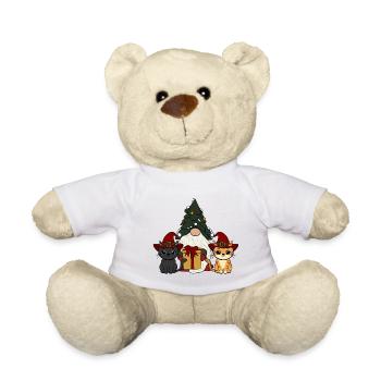 Katze mit Wichtel   - Teddy - Weiß - Vorne