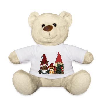 Katze mit Wichtel  - Teddy - Weiß - Vorne