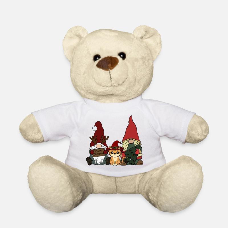 Katze mit Wichtel  - Teddy - Weiß