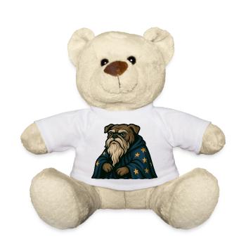 Bulldogge Zauberer mit Bart und Stern Robe Kunst - Teddy - Weiß - Vorne
