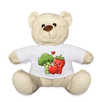 Love Veggie Kawaii Broccoli Strawberry - Teddy Bear - white - Front