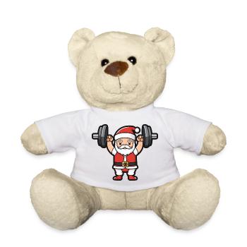 Santa Claus Weights Gym Christmas - Teddy Bear - white - Front