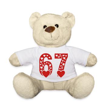 Valentinstag 6-7 Spaß 67 Nummer Valentinstag Sechs - Teddy - Weiß - Vorne