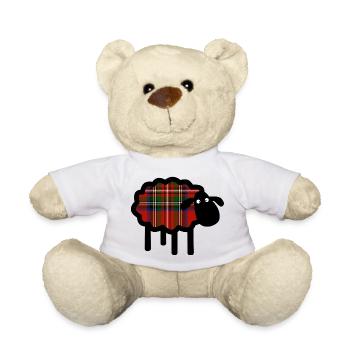 Tartan Sheep Silhouette - Teddy Bear - white - Front