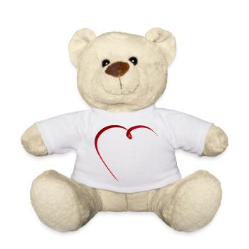 Delicate red ribbon in an elegant heart shape - Teddy Bear - white - Front