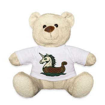 Undead Viking Unicorn in Nordic Longship - Teddy Bear - white - Front