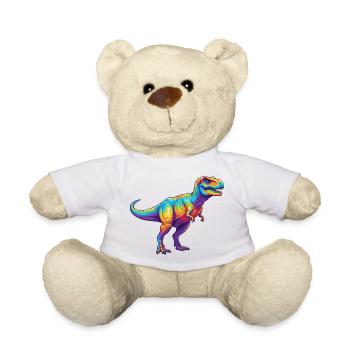 Buntes T-Rex Regenbogen-Pop-Art-Aquarell - Teddy - Weiß - Vorne