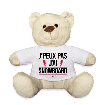 J’peux pas j’ai snowboard Humour Snowboard - Nounours - blanc - Devant
