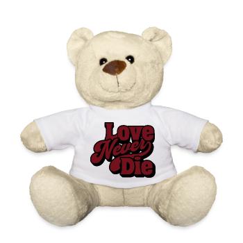 Love Never Die – Vintage Script Statement - Teddy - Weiß - Vorne