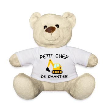 Small Construction Manager Construction Excavator - Nounours - blanc - Devant