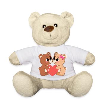 Teddybären verliebt mit Herz - Teddy - Weiß - Vorne