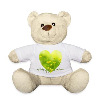 Gelbes Blumenherz mit gelben Blumen Gartenlook - Teddy - Weiß - Vorne