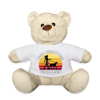 Two Beauties on the Run Dog Retro Design - Teddy Bear - white - Front