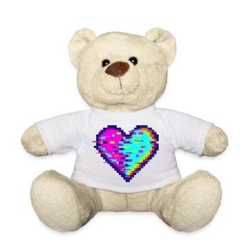 Glitchherz Neon Pixel Herz Love - Teddy - Weiß - Vorne