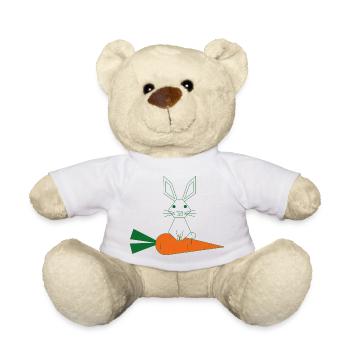 Grünes Kaninchen-Linienbild mit Karotte - Teddy - Weiß - Vorne