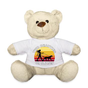 Two Beauties on the Run Dog Retro Design - Teddy Bear - white - Front
