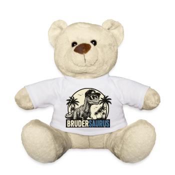 Brudersaurus – Cooler Dino Bruder Retro Style - Teddy - Weiß - Vorne