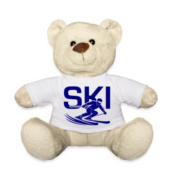 Ski Sport Silhouette - Teddy Bear - white - Front