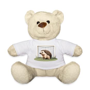 Igel vor Tor im Fußballfeld - Teddy - Weiß - Vorne