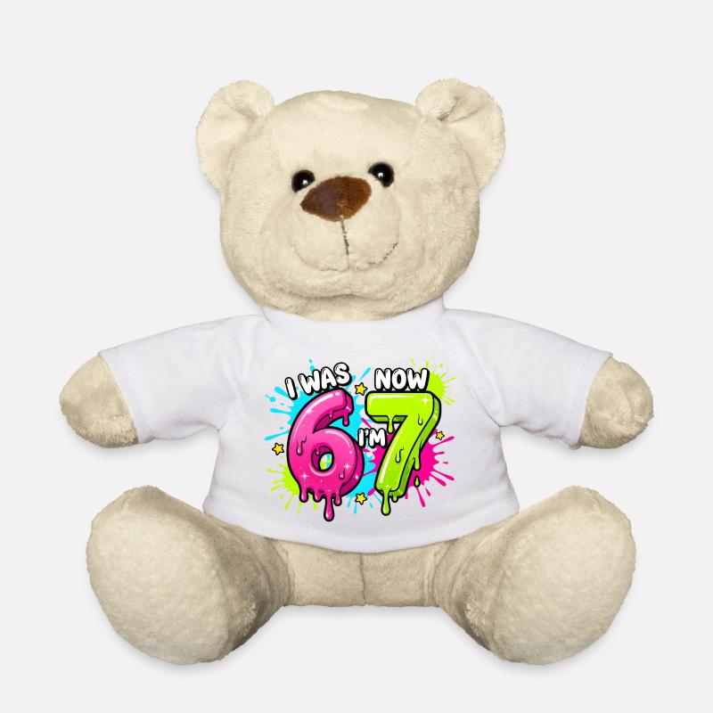 I Was 6 Now Im 7 Birthday Age Design - Teddy Bear - white