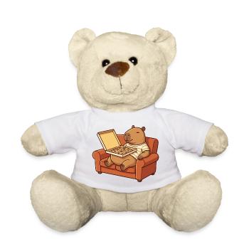 Capybara Sofa Pizza gemütliches Tierdesign - Teddy - Weiß - Vorne