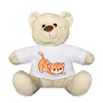 Chaton orange en étirement adorable - Nounours - blanc - Devant