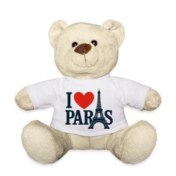 Ich liebe Paris Eiffel Herz - Teddy - Weiß - Vorne