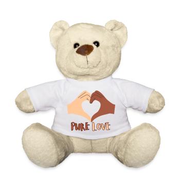 Pure Love Heart Hand Design - Teddy Bear - white - Front