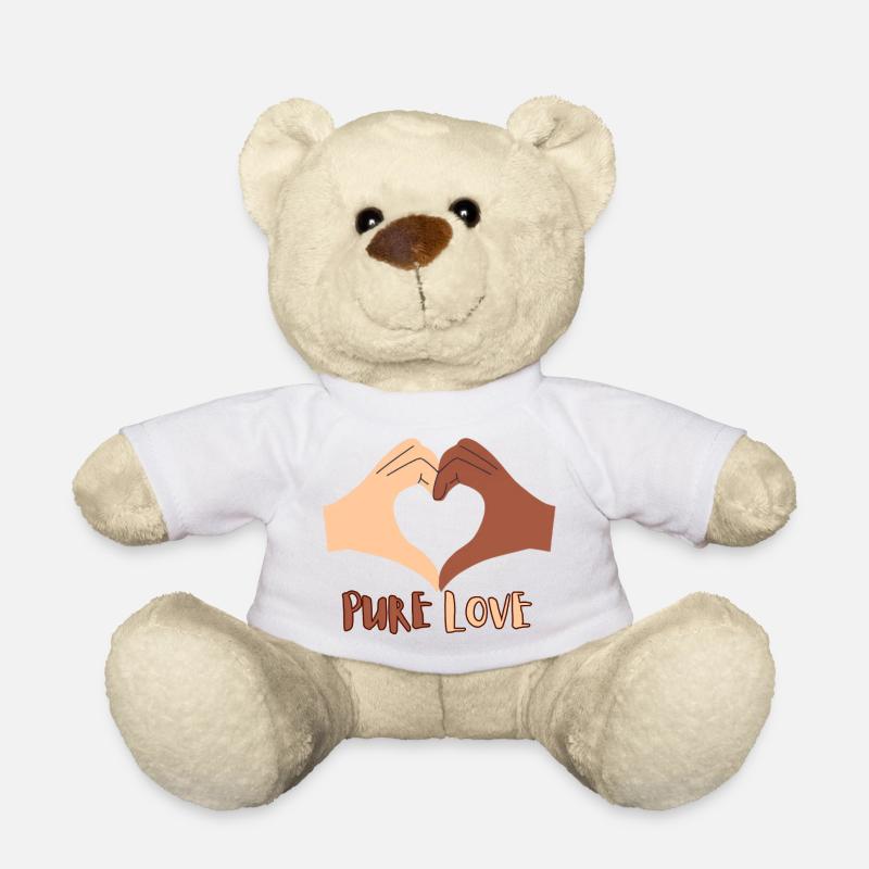 Pure Love Heart Hand Design - Teddy Bear - white