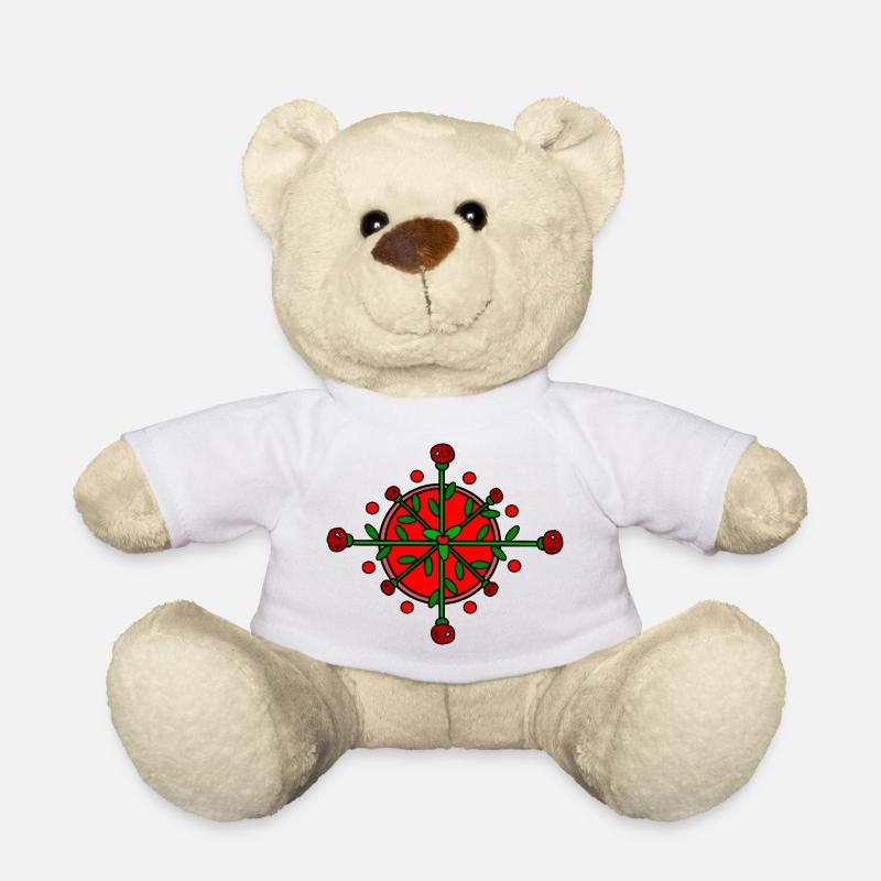 Red_Flowers - Teddy Bear - white
