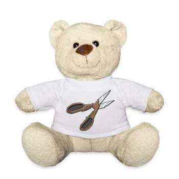 Vintage Scissor Motif Brown Handle - Teddy Bear - white - Front