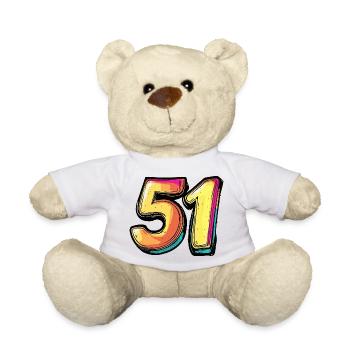 51 Zahl Bunt - Teddy - Weiß - Vorne