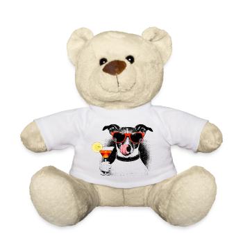 Cooler Hund – Popart Halftone mit Cocktail - Teddy - Weiß - Vorne