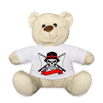 Totenkopf Angler Wappen Banner - Teddy - Weiß - Vorne