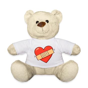 Herz mit Pflaster - Teddy - Weiß - Vorne
