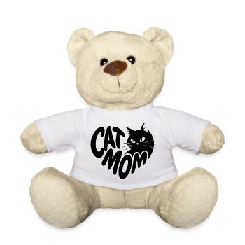 Cat Mom Herz mit schwarzer Katze - Teddy - Weiß - Vorne
