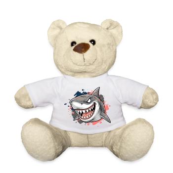Angry Shark Graffiti Print - Teddy Bear - white - Front