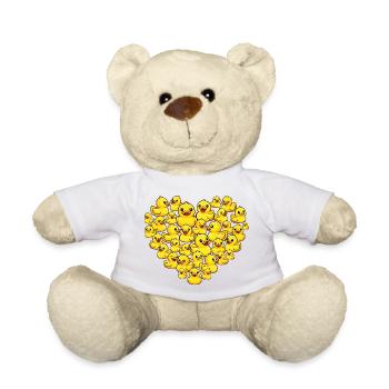 Rubber Duck Heart Duck Lover Duckie Art - Teddy Bear - white - Front