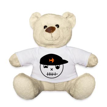 Smiley with fish cap - Teddy Bear - white - Front