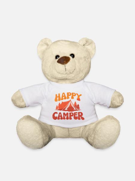 Fröhlicher Camper Lager-Print - Teddy - Weiß