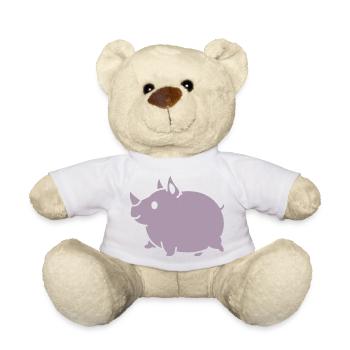 Silhouette mignonne de dessin animé de Kawaii Rhino - Nounours - blanc - Devant