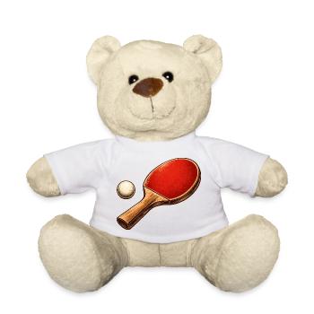 Tischtennis Schläger Ball Shirt Ping Pong  - Teddy - Weiß - Vorne